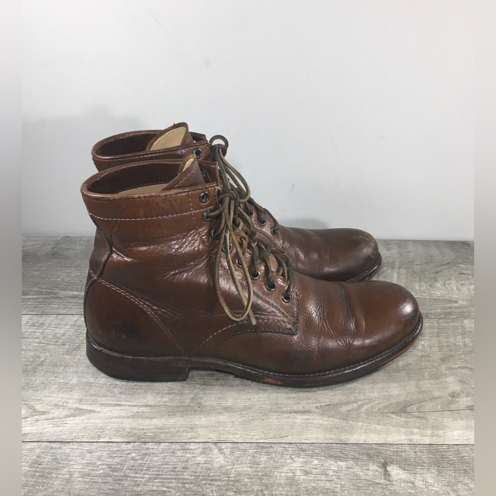 Frye 86070 Tyler Lace Up Brown Leather Ankle Lace Up Men's Boots Shoes Size 9 D